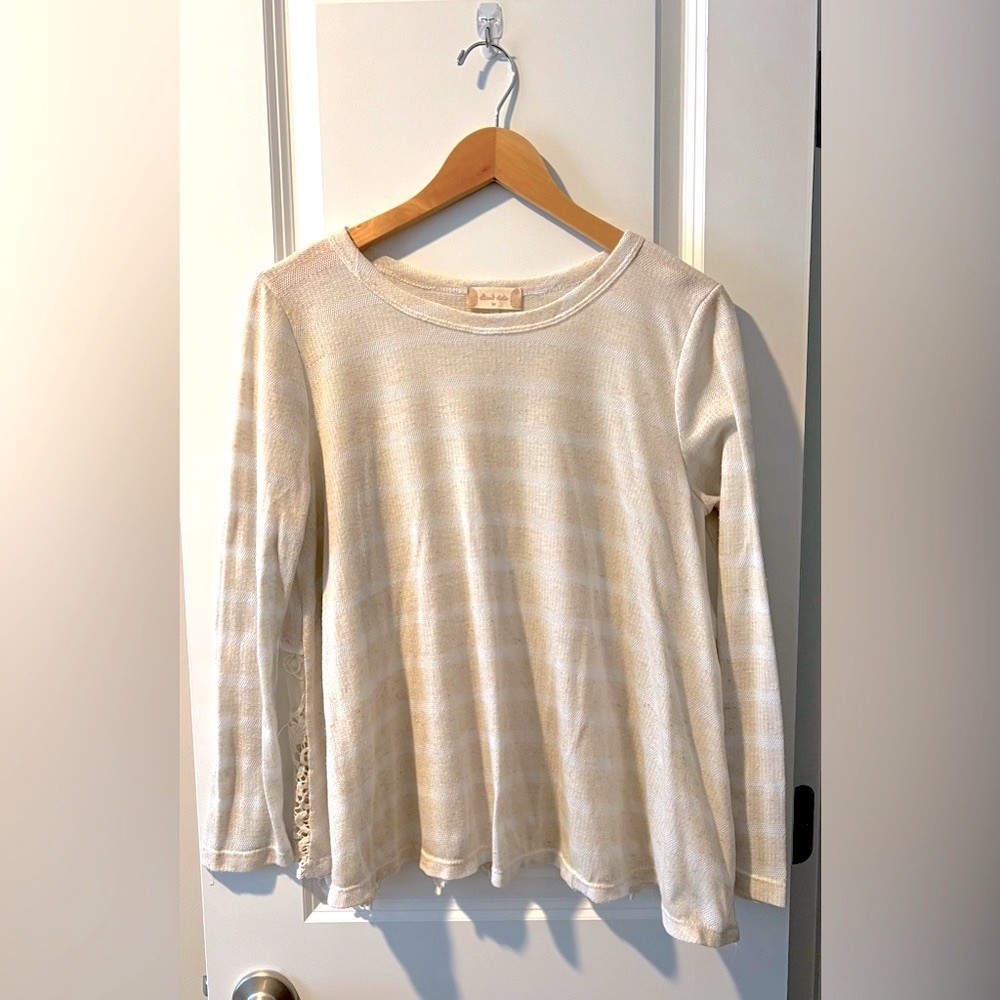 Altar’d State Tan striped light sweater. Size Medium